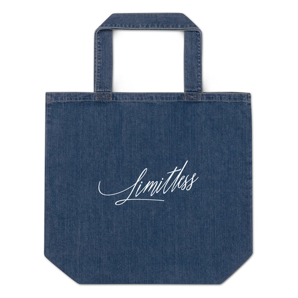 Organic denim tote bag