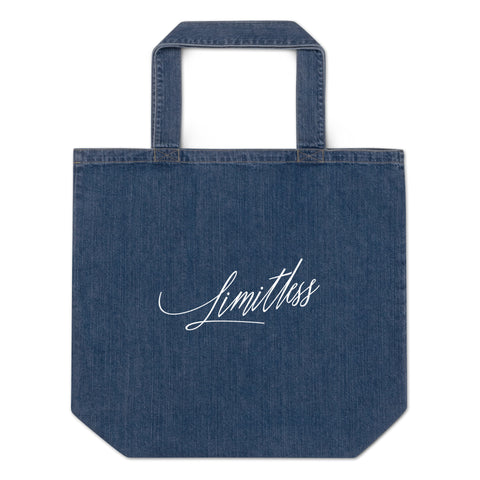 Organic denim tote bag